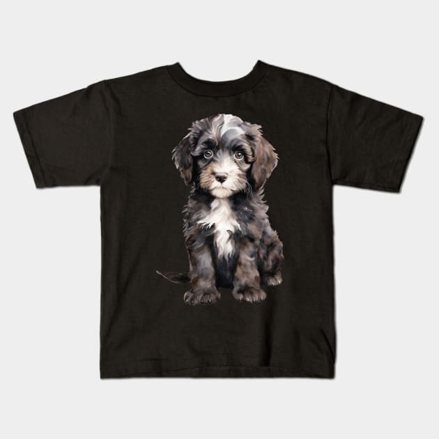 Puppy Portugese Water Kids T-Shirt by DavidBriotArt